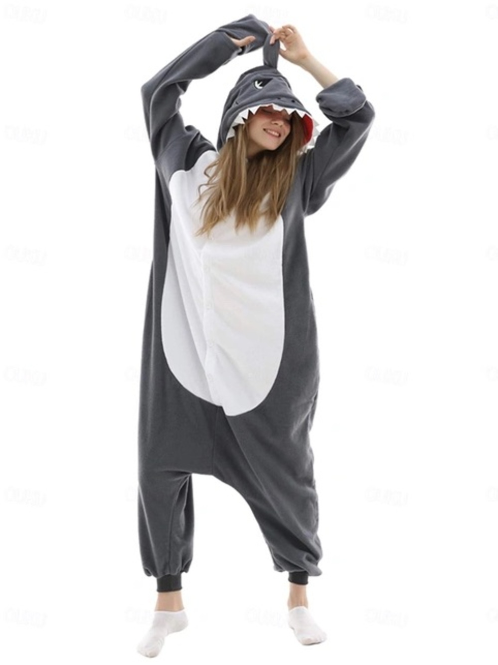 Shark Onesie Pajamas - Gray & White